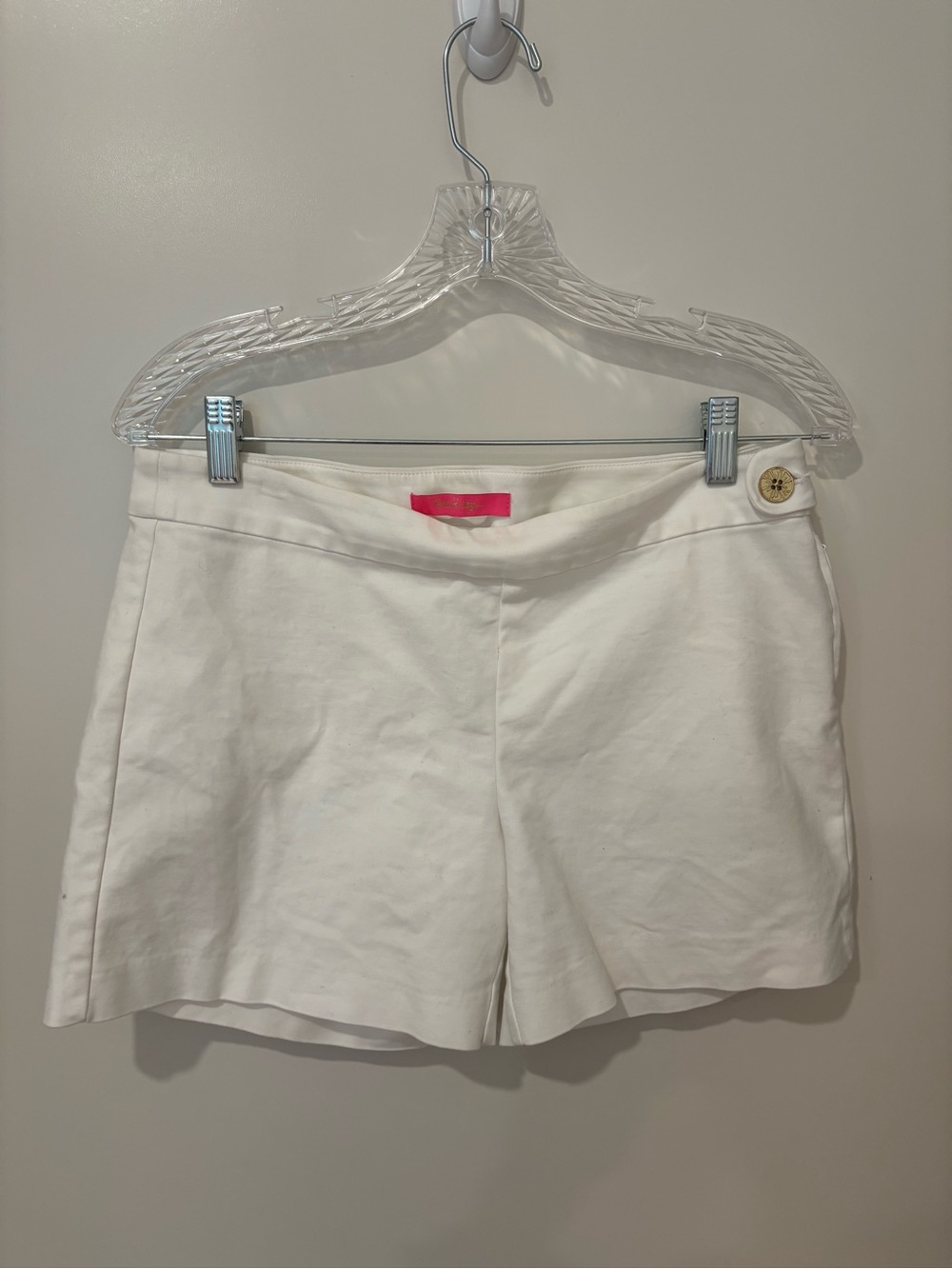 Lilly Pulitzer White Shorts Side Gold Button Tailored 4 - Picture 2 of 10